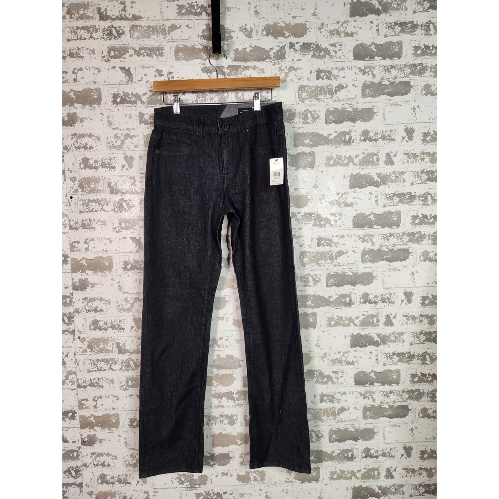 Volcom Solver Modern Straight Jeans Mens 28x32 Black Denim Stretch Dark